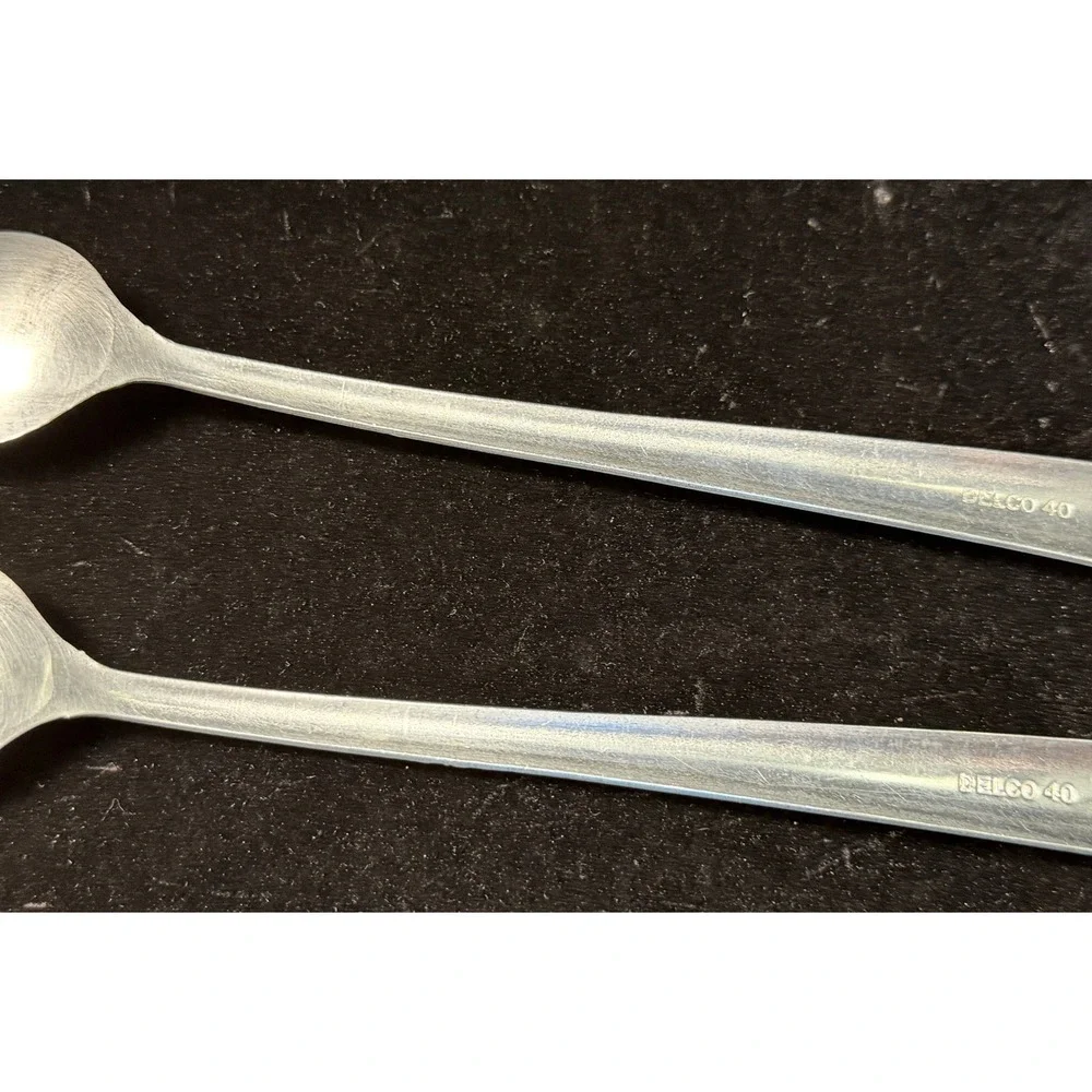 Delco 40 Stainless Steel Iced Tea Spoons Set of 2 Taiwan Flatware Silverware
